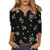 Women's Stand Collar 3/4 Sleeve Printed Top T-shirt