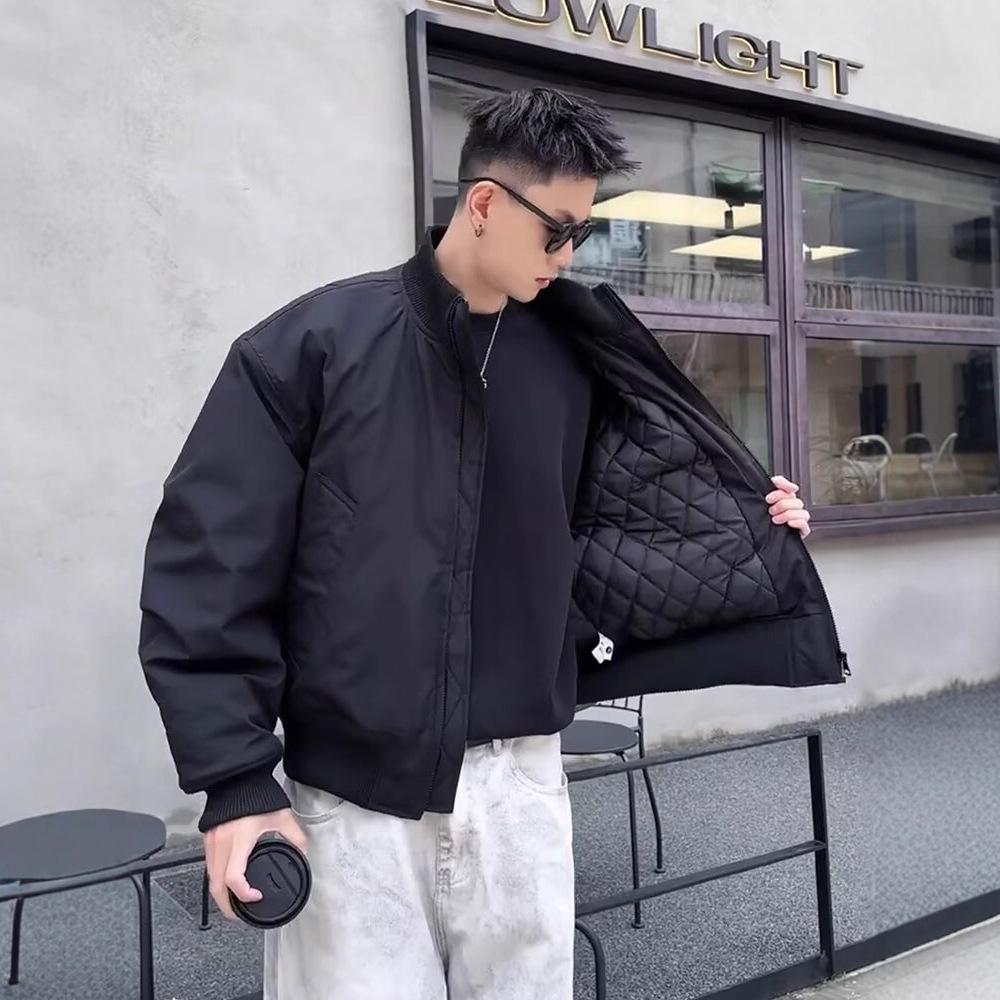 Guochao Unisex Boxy Silhouette Winter Flight Jacket - Padded Cotton, Thick, Trendy, and Loose Fit.