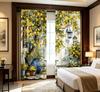 2PCS Digital Printed Curtains with Lemon Courtyard Design, Stylish Window Drapes for Living Room Bedroom Home Decoration