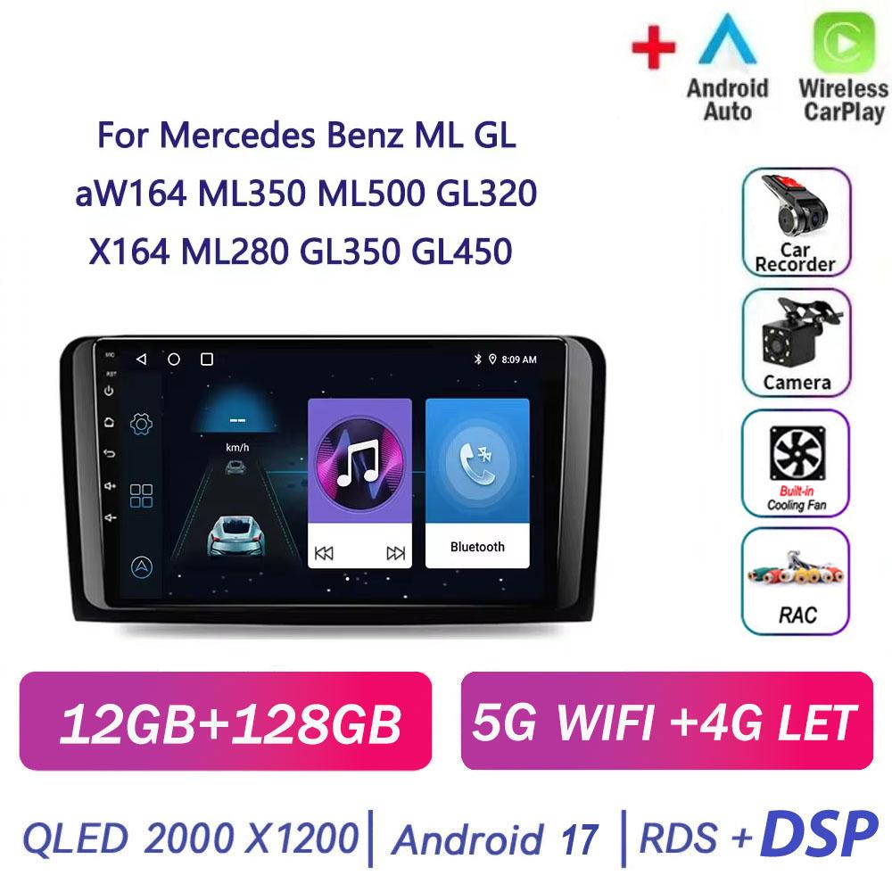 Autoradio Android 17 pour Mercedes Benz ML GL aW164 ML350 ML500 GL320 X164 ML280 GL350 GL450 4G BT CarPlay sans fil