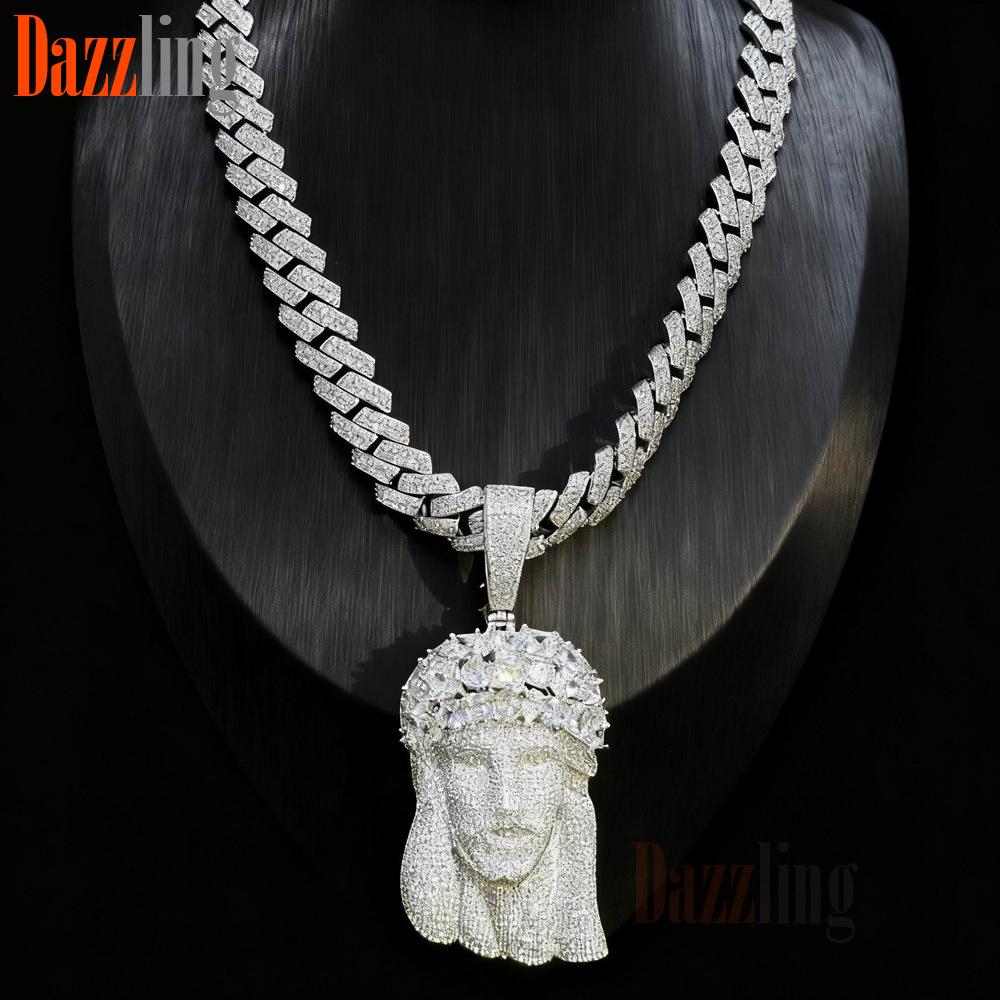 

Personalized Rose Avatar Zircon Pendant Necklace European and American Hip Hop Men s Pendant Street Trend 51CM