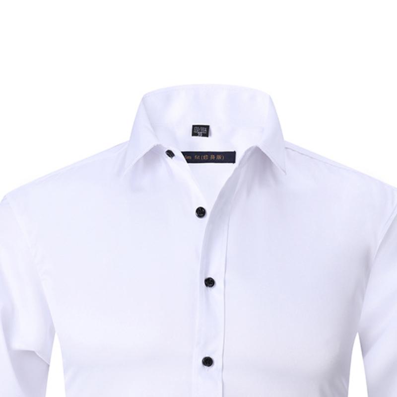 Men's Shirt Long Sleeve Fashion No Iron Business Casual Pure White