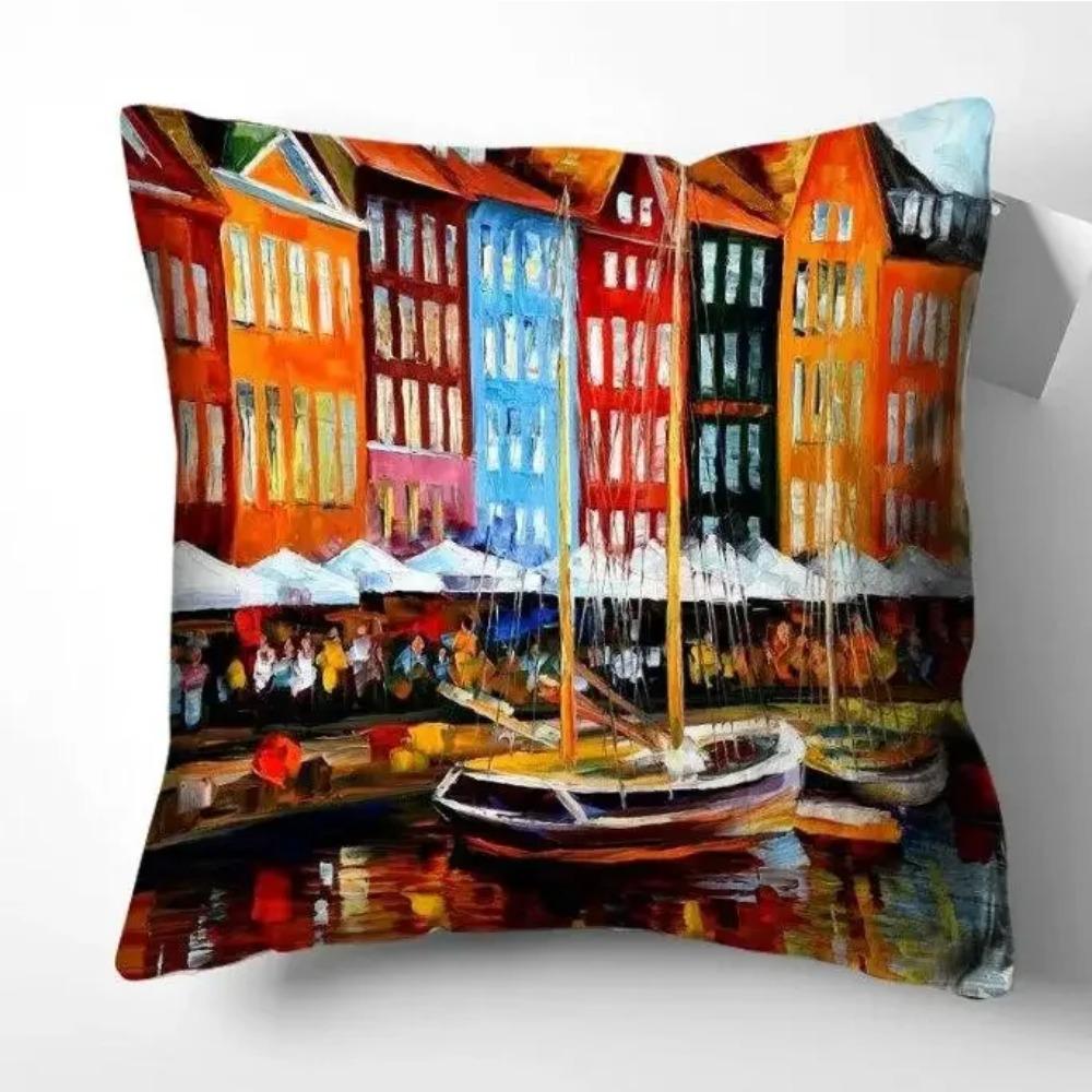 Housses De Coussin Avec Peinture Artistique, Taies D'oreiller, Décoration Pour La Maison, Canapé, Salon