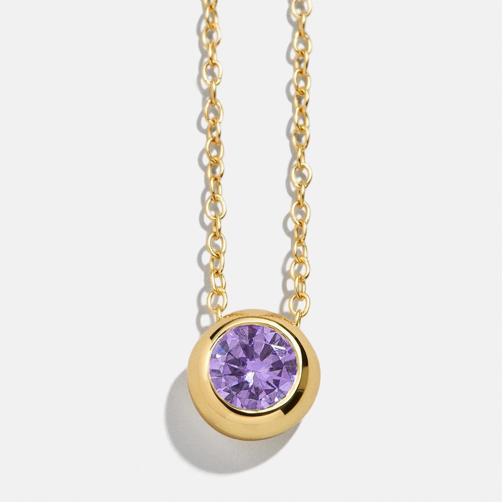 Women's Classic Zodiac Birthstone Pendant Necklace, Twelve Zircon Stones, Copper Round Design
