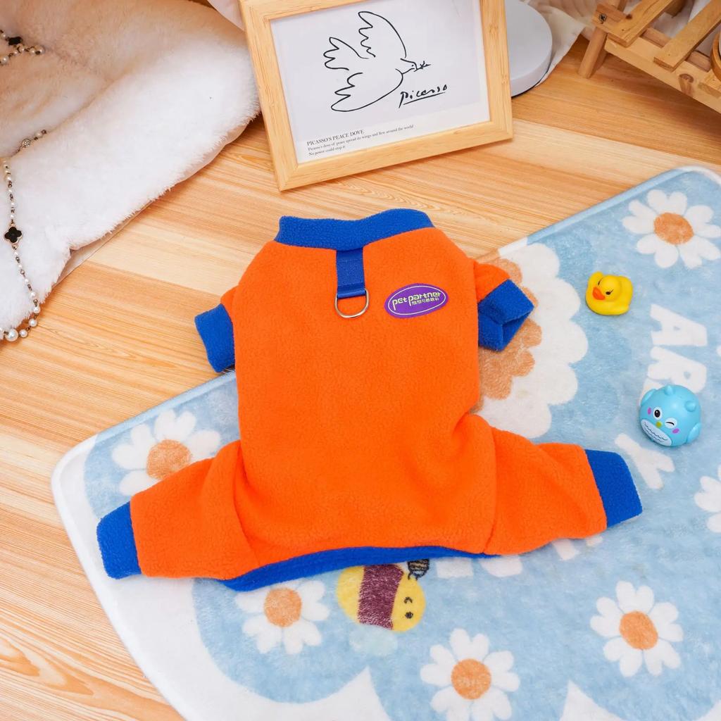 Autumn Winter Contrasting Four Legged Pants Pet Jumpsuit Little Dog Clothes Contrasting Patchwork Jacket Teddy Bear Small Dog