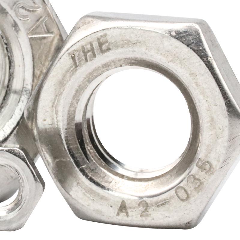 Cienka sześciokątna nakrętka ze stali nierdzewnej 304 – Dostępna w rozmiarach M6, M8, M10, DIN439