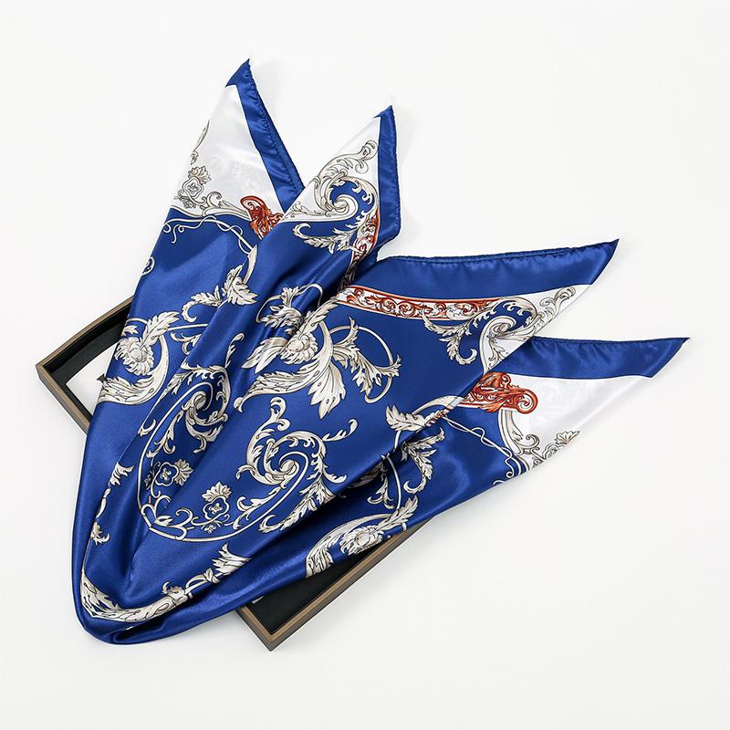 90cm Solid Colors Neckerchief Hijab Scarf For Women Silk Satin Headband Hair Scarves Female Square Shawls Ladies Head Bandana