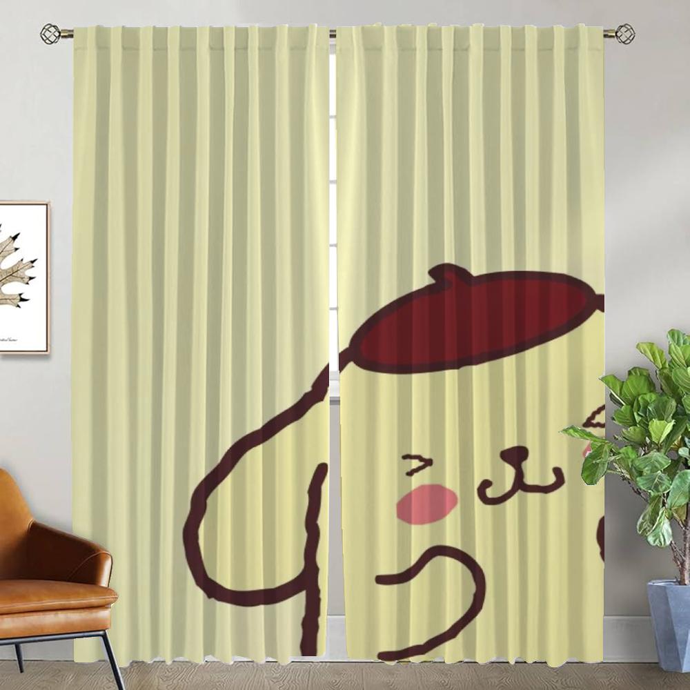 P-Pompom Purin Blackout Curtains for Living Room Window Curtain Tulle for Bedroom Halloween Decoration Home Interior Curtains