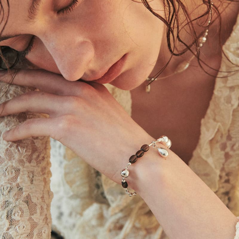 August Harmony 925silver Water Drop Beads Bracelet