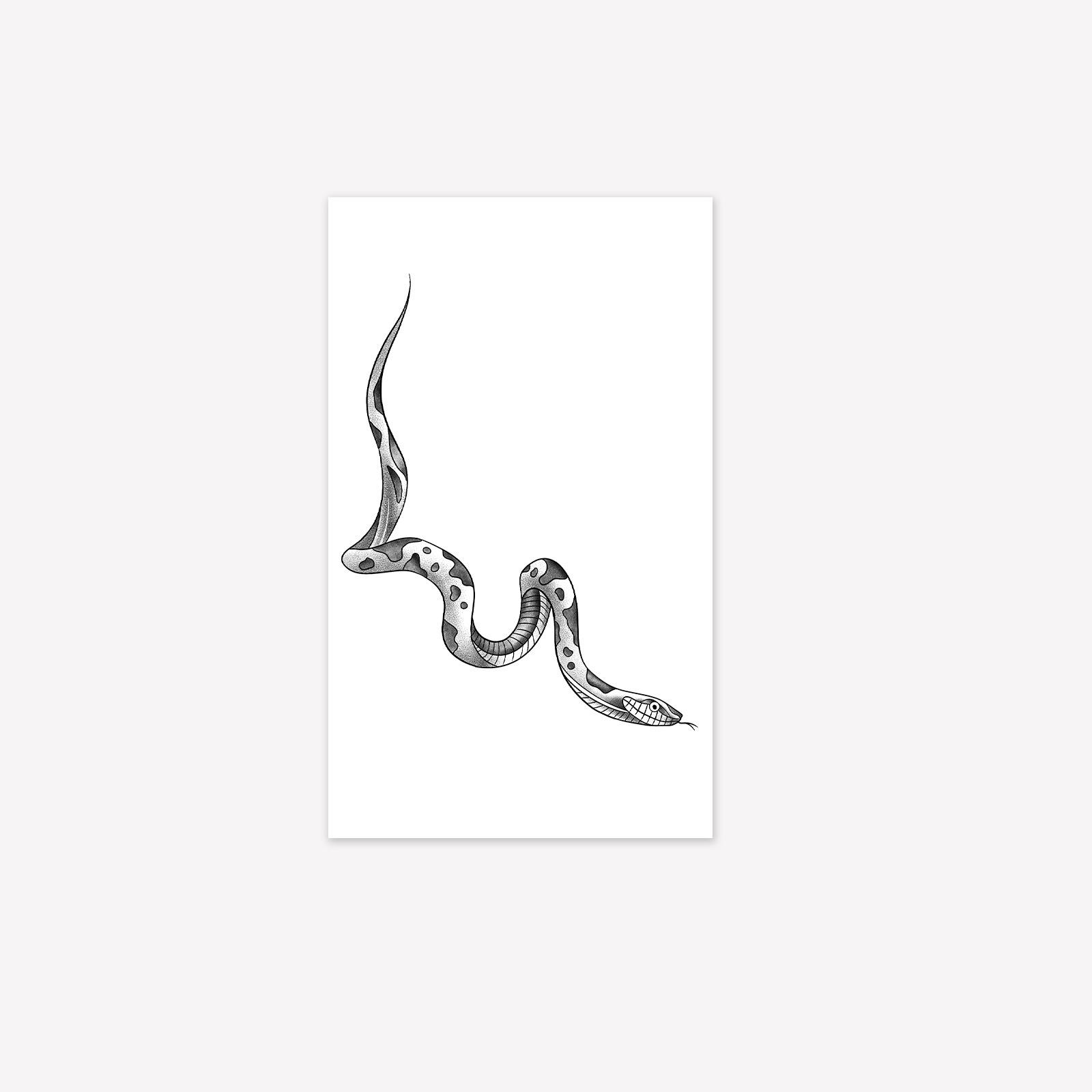 High-End Gothic Style Niche Domineering Dark Fierce Snake Waist And Abdomen Tattoo Sticker 9*15