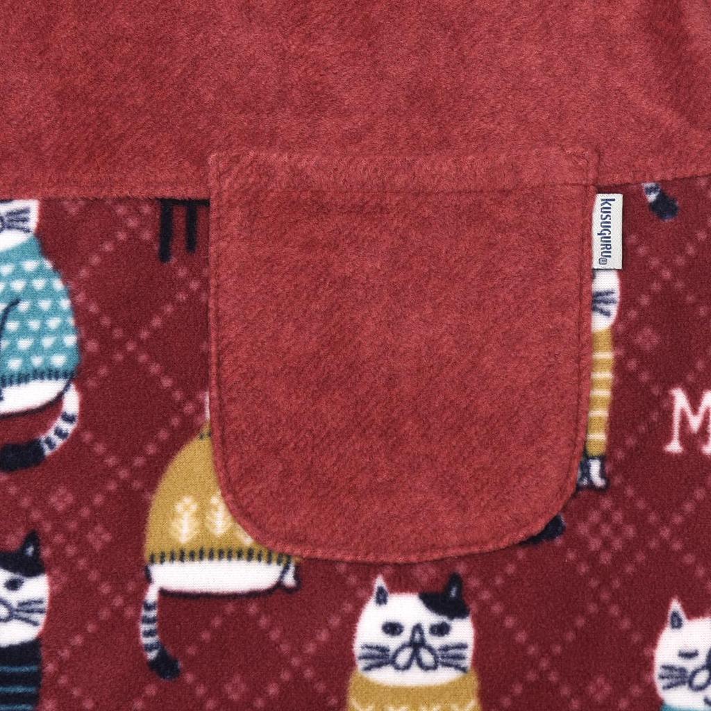 Fleece Fleece Side Button [Kusuguru Japan] Apron, Apron, Red, M-L