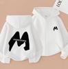 Unisex Trendy High Street M-Print Zipper Hooded Sweatshirt for Spring and Autumn