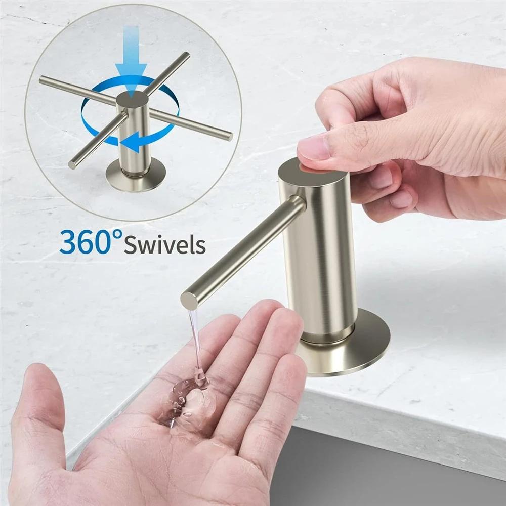 Built-in Pump Kitchen Liquid Soap Bottle 500ml Brass Brushed Nickel Soap Dispenser Black Kitchen Sink Soap Dispenser with Tube