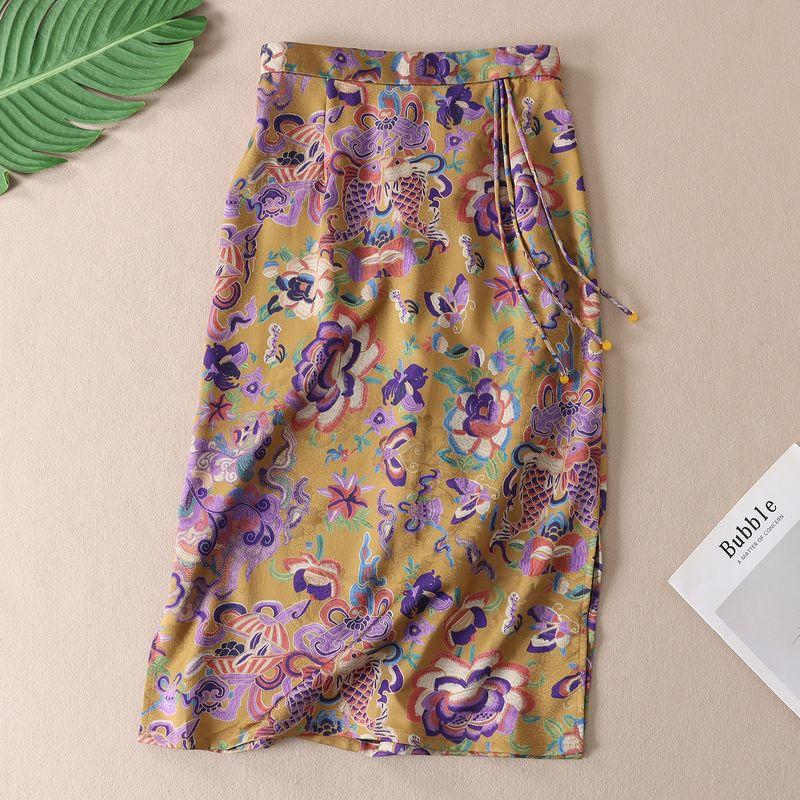 

Богатый темперамент ~ Юбка жаккардовая из имитации ткани Сянъюнь в новом китайском стиле Женское приталенное миди-платье А-силуэта с кисточками Летнее B372 Yellow 2XL(Suggested 55.00 kg-62.50 kg)