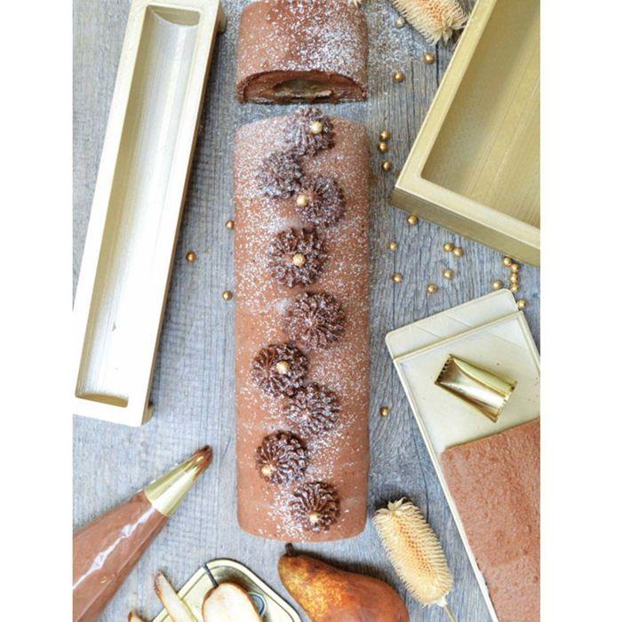 Moule à bûche - SCRAPCOOKING - En silicone avec insert - 25x3.5x3.3cm - Doré