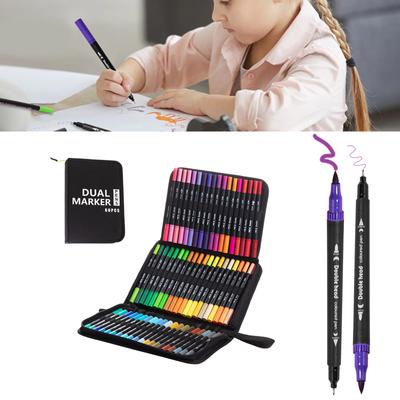 Double End Acrylic Paint Pen with Storage Case 60/72 Color Marker Pen Brush Tip Fine Tip for Scrapbooking Drawing