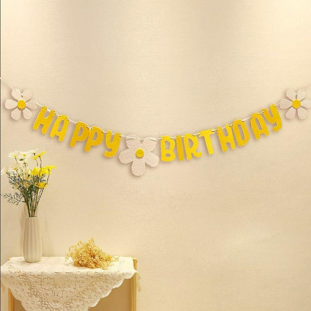 White Flower For Home Decor Boys Photo Decoration Girl Daisy Banner Banner Party Flag Hanging Flag