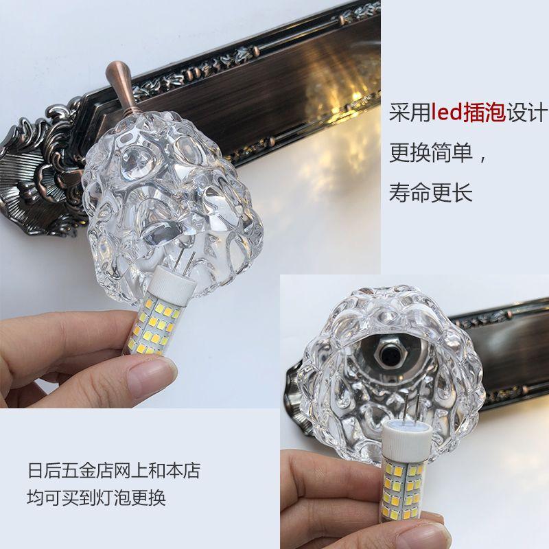 European Retro Red Mirror Headlights, LED Bathroom Mirrors, Makeup Fill Lights, Replaceable Light Bulbs Without Drilling