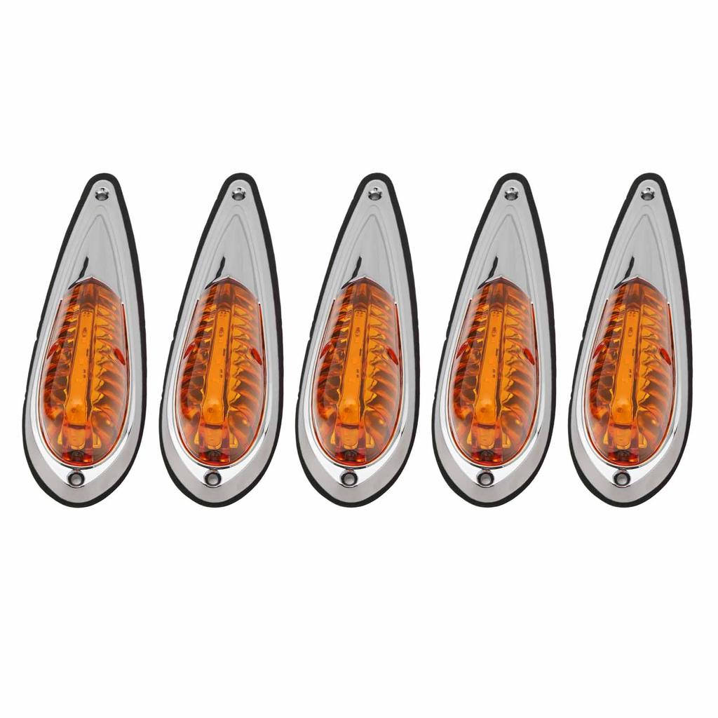 12V 24V 5 Pcs Amber Cab Roof Marker Lights Waterproof Super Bright Top Running Lamps for RV Truck Pickups 12V