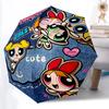 1pc The Powerpuff Girls Automatic Folding Umbrella - Compact 8-Rib Design, Durable Plastic & Iron, Lightweight for Outdoor Daily Use22030