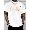 Men'S Letter Tee - Lightweight Summer Shirt Ideal for Everyday Use, Special Edition Design, Crew Neck Short Sleeves, Perfect for Presents