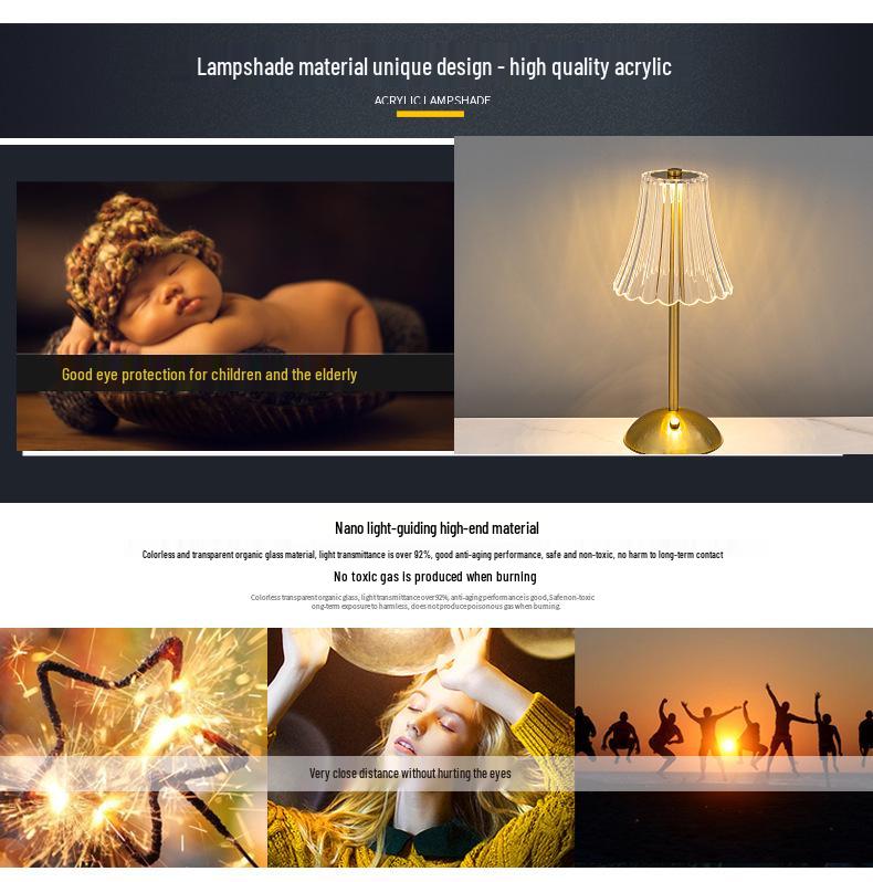 Rechargeable Wrought Iron Night Light: Eye-Protecting Bedside Mood Sensor Lamp