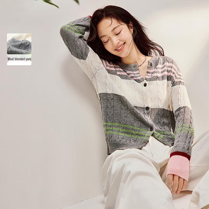 

Женский ретро кардиган INMAN в полоску с цветными блоками S