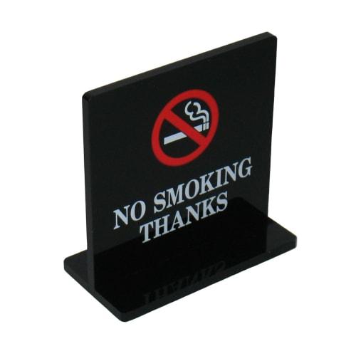 Eimu Table Sign, T-Shaped, Non-Smoking, Double-Sided, Black, SI-13