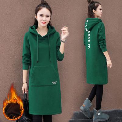 Damen Herbst und Winter Locker Gepolstertes Warmes Sweatshirt Langarm Kapuzenpullover Mittellang Lässige Oberteile