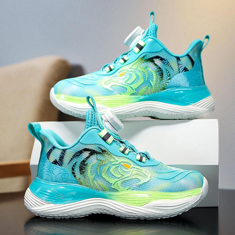 Boys' Shoes Wear-resistant Anti Slip Running Middle-aged Children's Rotating Buckle Sports