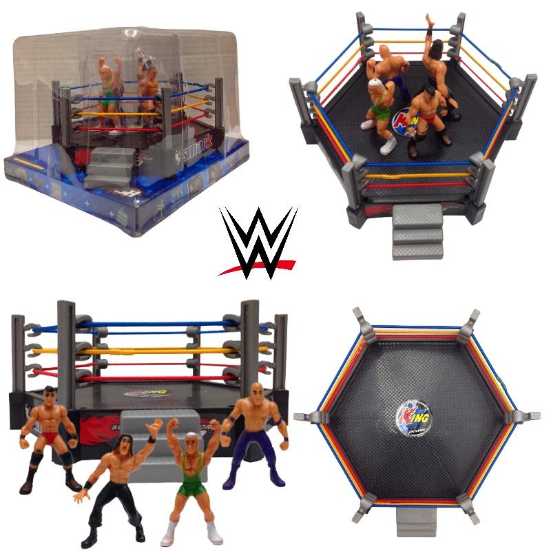 High-quality Plastic Wrestler Action Figure Set For Children's Play Includes 4 Wrestlers And A Four-sided Arena
