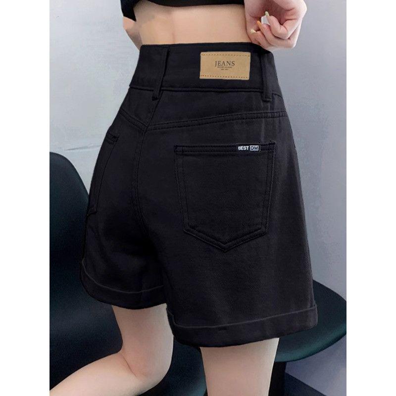 

Women s High-Waisted Black Denim Shorts - 2026 Summer Slimming Design, Petite Fit, Wide and Narrow Leg Options S (Recommended for 42.5-49 kg)