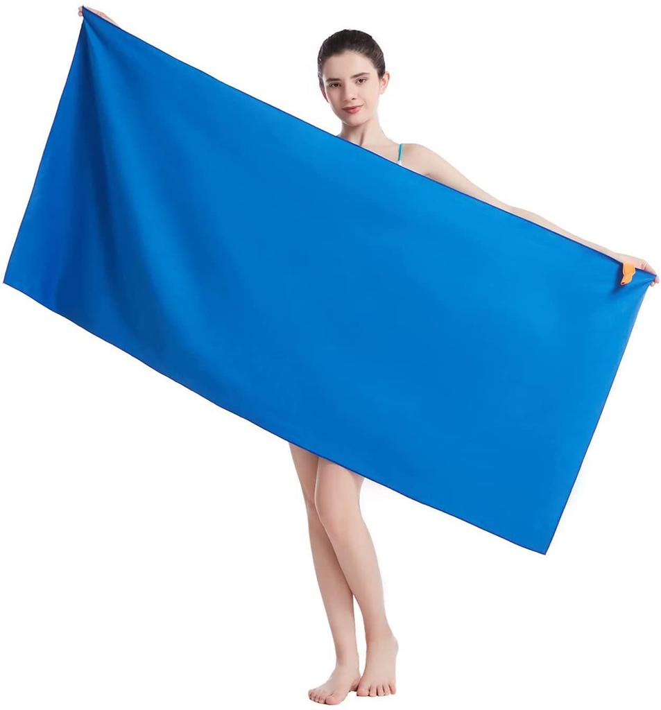 Quick-Drying Double-Sided Fleece Towel - Lightweight, Solid Color for Beach, Bath, or Sports.