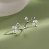 Real 925 Silver Flower Bead Screw Stud Earrings For Women Party Classic Fine Jewelry Light Exquisite Plant Accessories