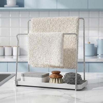 Modern Kitchen Sponge Stand Rustproof Space Saving Kitchen Towel Rack Large Capacity Household Bathroom Drain Rack