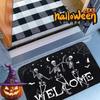 Halloween Skeleton Dancing Mat Soft Crystal Velvet Bath Rug Slip Resistant Entryway Doormat Great for Halloween Home Decor Gifts