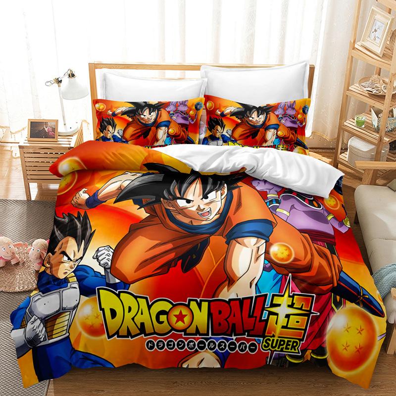 Goku Super Saiyan Duvet Cover Pillowcase Japanese Anime Dragon Ball Bedding Set 2/3pcs 3D Prints for Teens Quilt Cover