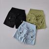 Short de Fitness Taille Haute Pêche Hanches avec Poches pour Femmes Serré Sport Course Entraînement Danse Pantalon Lifting Fesses