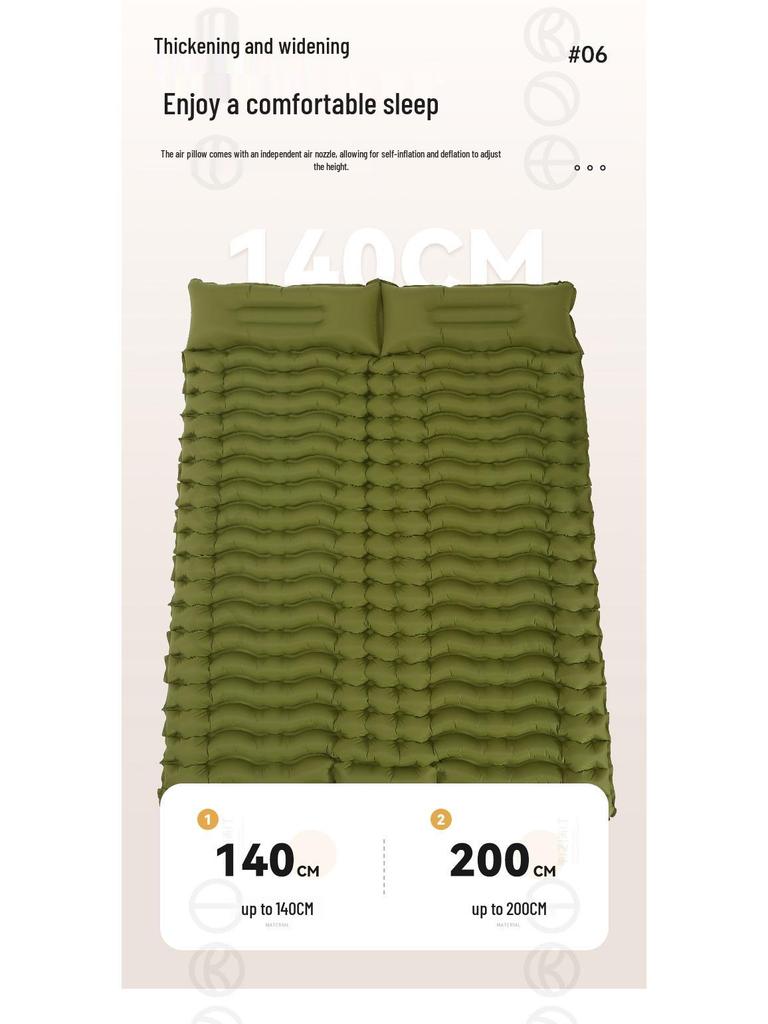 Outdoor Double Camping Inflatable Pad with Foot Pump - Moisture-Proof, Thickened TPU Air Mattress