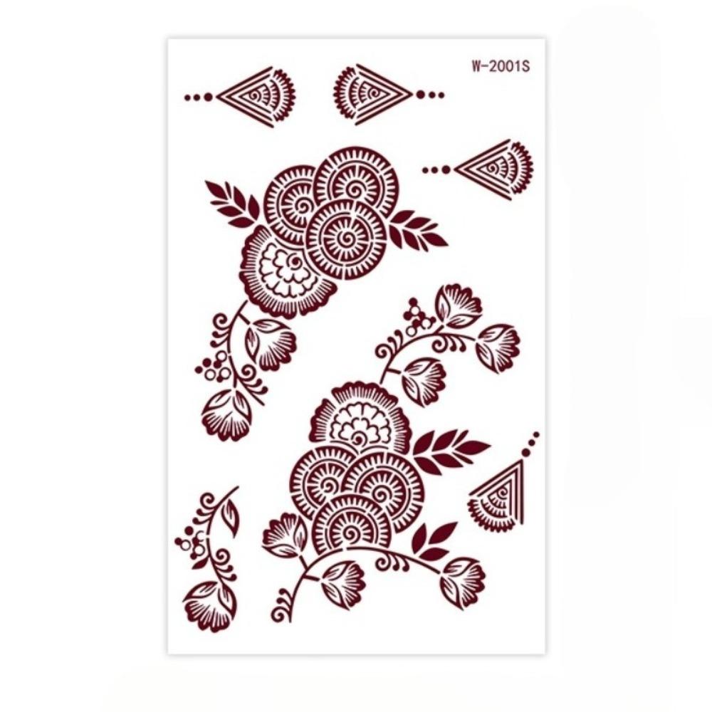 Legs Arm Temporary Tattoo Red Mehndi Stickers Red Henna Tattoo Decals India Mehndi