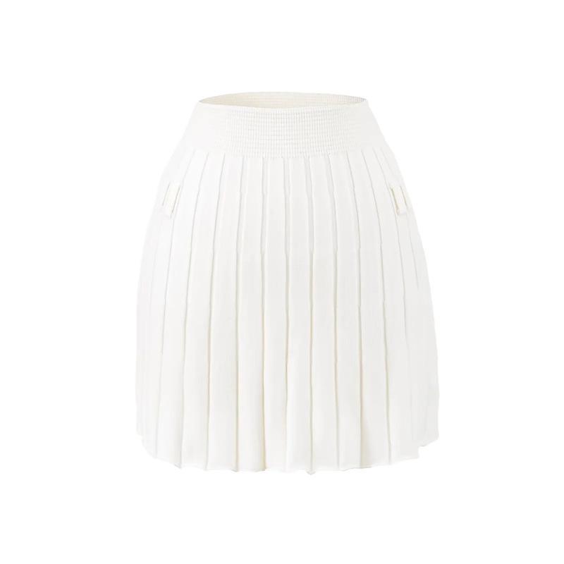 Elegant Korean Style A-Line Knit Skirt: High-Waisted, Slimming, Pleated, Versatile, Age-Reducing - Autumn/Winter 2025 Collection.