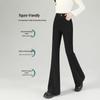 Women's Black Micro Flare Pants - 2025 Spring Collection, High Waist Elastic Slimming Fit, Drapey Suit Style