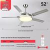 Modern Minimalist Ceiling Fan with Five Stainless Steel Blades, LED Light, Low Noise, and Frequency Conversion for Living Room or Dining Room.