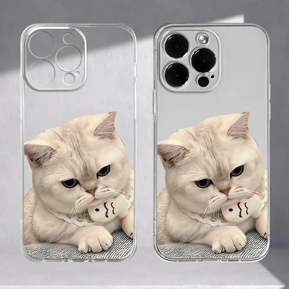 Cute cat TPU transparent phone case suitable for iPhone 17 16 15 14 13 12 11 Pro/Max/Plus anti drop and shockproof back cover