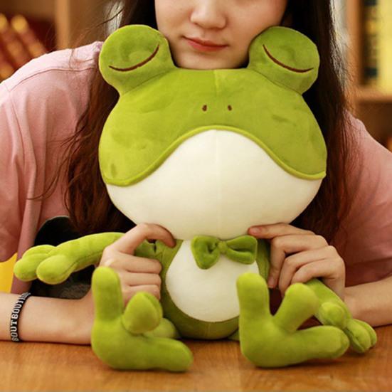 Stuffed Doll Cartoon Skin-friendly Colorful Green Frog Stuffed Doll for Bedroom