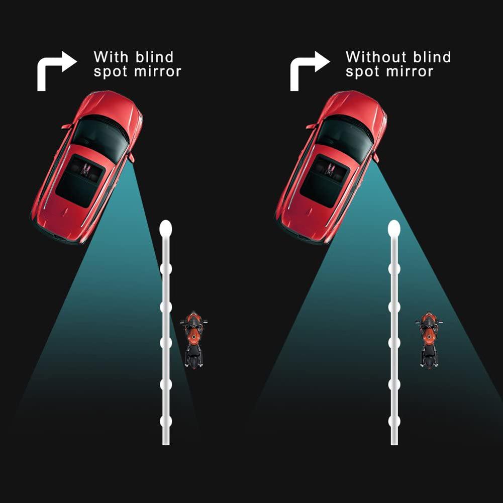 2Pcs Blind Spot Mirror Rearview Convex Adjustable Side Mirrors Fan Shape Frameless Sway Rotate Wide