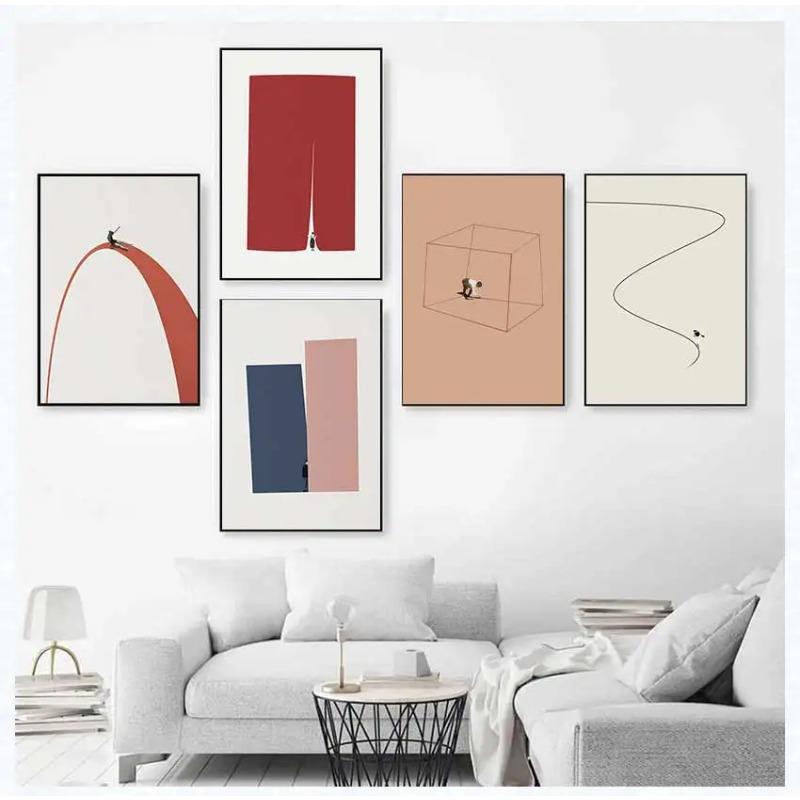Retro Simple Interesting Abstract Illustration Patterns Interact with People Poster Canvas Painting Wall Art Pictures Home Decor