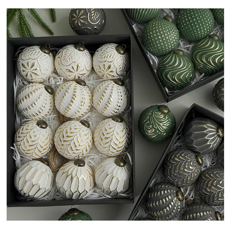 Set Vintage Weihnachtskugel-Ornamente Retro Grün 8cm Christbaumkugeln Baum Heimdeko Innen DIY Feiertagsbastelbedarf