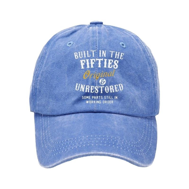 Humorous Baseball Cap with Builtin Fifties Text Wash Cotton Adjustable Dad Hat for Daily Outfit Women Men Accessory