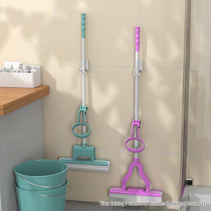 Broom & Mop Wall Mount: No-Drill Hook Clip for Door Storage